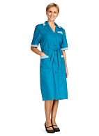 Ladies colored smock short sleeves, turquoise