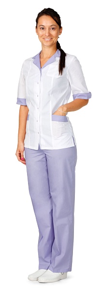 MEDICO ladies medical suit (white with lilac trim)