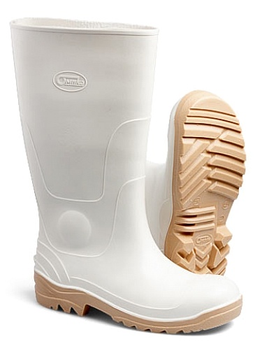 Men's oil-resistant PVC high leg boots, white