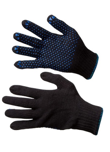 Wool blend gloves with polka dot PVC palm coating