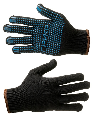 GRIF knitted gloves with spotted PVC coating of the palm (Gauge 10)