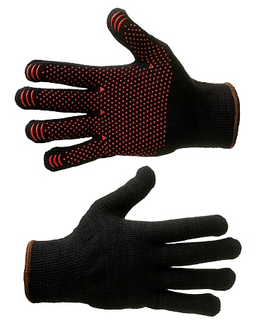 OSEN knitted gloves, heat-insulated, with spotted PVC palm coating (terry fabric)
