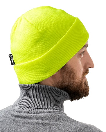 Double layer knitted hat with ThinsulateВ® lining, fluorescent lemon