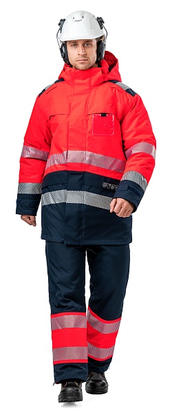 FLAMEGUARD winter work suit for protection against oil, petroleum products, limited flame exposure, acids and alkalis, antistatic, waterproof, hi-vis, GORE-TEX PYRAD