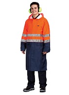 ABSOLUTE high visibility raincoat (fluorescent orange with dark blue)