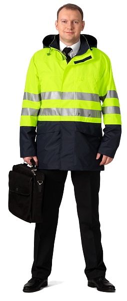 STORM CONTROL heat-insulated high-visibility windbreaker (fluorescent yellow with dark blue)