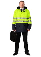 STORM CONTROL heat-insulated high-visibility windbreaker (fluorescent yellow with dark blue)