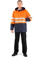 STORM CONTROL heat-insulated high visibility windbreaker, fluorescent orange with dark blue