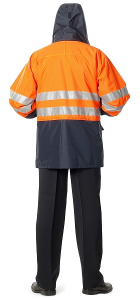 STORM CONTROL heat-insulated high visibility windbreaker, fluorescent orange with dark blue