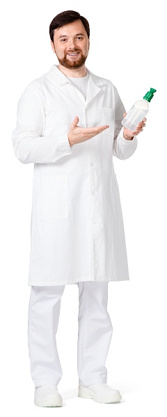 Men's medical lab coat made of coarse calico, white