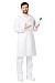 Men's medical lab coat made of coarse calico, white