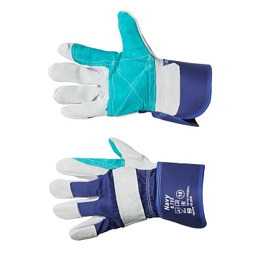 NAVY safety-cuff heavy-duty gloves with split cattle (8.722)