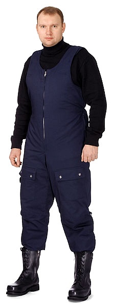 Men's fur-lined bib overall (blue)