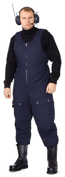 Men's fur-lined bib overall (blue)