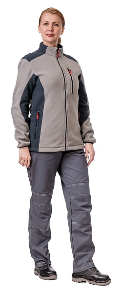 SOFT fleece jacket (grey with dark-grey insets)