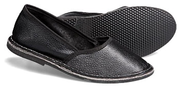 Leather slippers with rubber sole