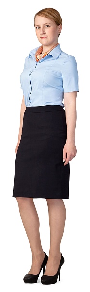 SLIM-FIT ladies short sleeve blouse, light blue