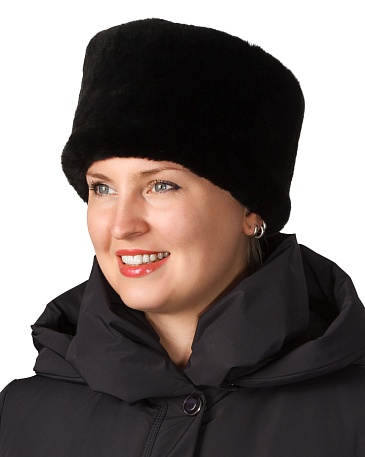 Women's leather top fur hat