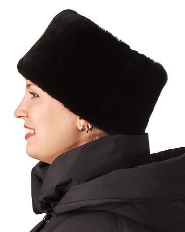 Women's leather top fur hat