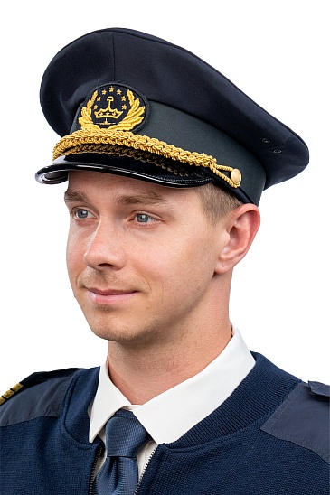 Peaked cap with a high crown