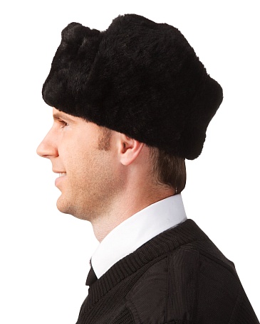 Men's leather top (sheepskin) fur hat