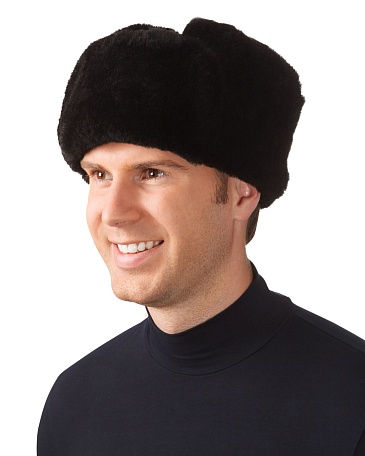 Woolen cloth top fur hat (black)