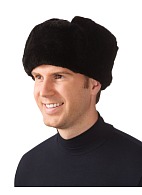 Woolen cloth top fur hat (black)