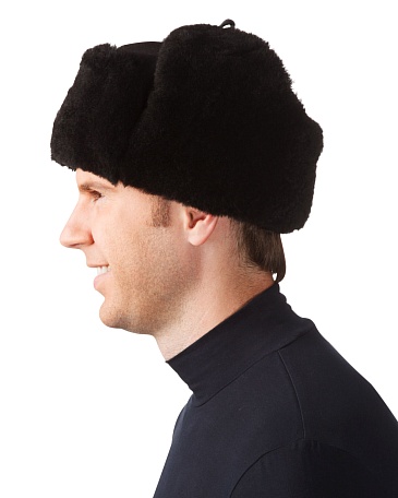 Woolen cloth top fur hat (black)