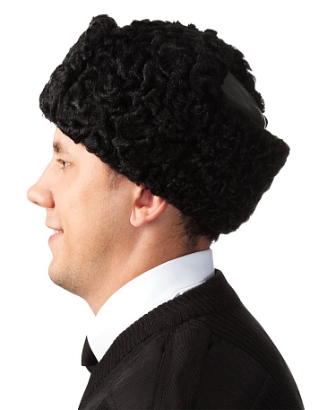 Leather top karakul hat