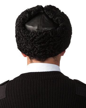 Leather top karakul hat