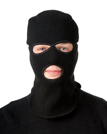 Rib-knit three-hole balaclava hat