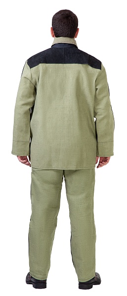Welder combination work suit with genuine split leather and detachable heat-insulating liner (KS 21OT)