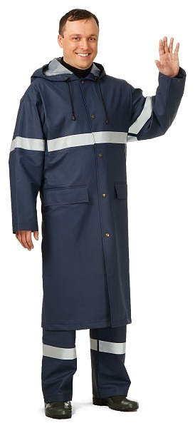 CYCLONE men's PVC waterproof raincoat with a reflective stripe