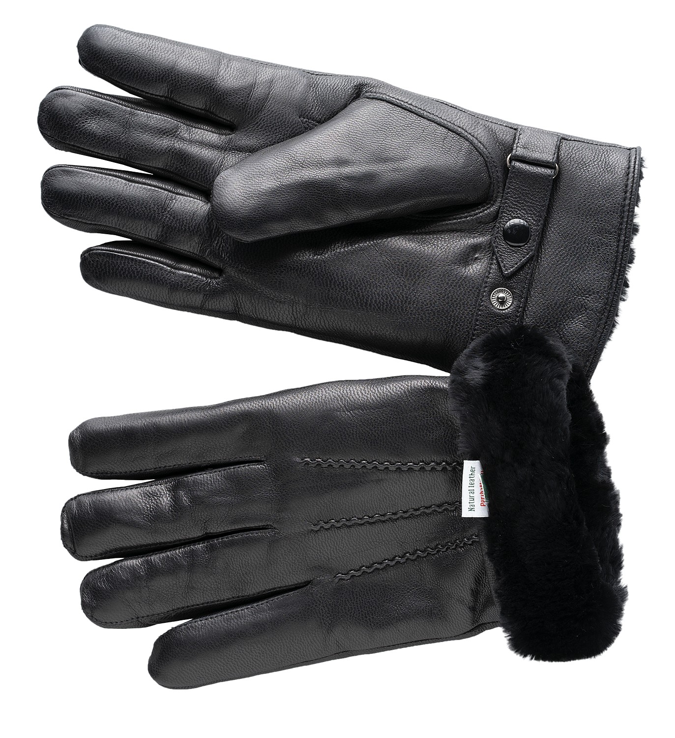 Leather gloves with natural fur lining (sheepskin)