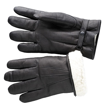 Leather gloves with natural fur lining