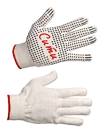 CITY cotton knitted gloves with spotted PVC coating of the palm (Gauge 13)