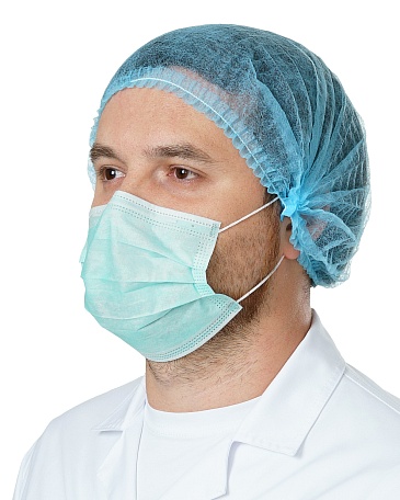 Three-layer medical mask with elastic straps and nose clip (50 pcs. in pack)