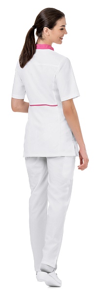 ALICE ladies medical jacket (white with pink trim)