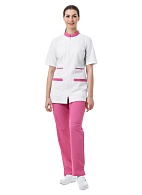 ALICE ladies medical jacket (white with pink trim)