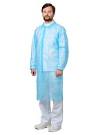 VISITOR Disposable lab coat (spunbond), snap button, light blue