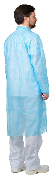 VISITOR Disposable lab coat (spunbond), snap button, light blue