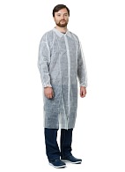 VISITOR Disposable lab coat (spunbond), snap button, white