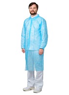 VISITOR Disposable lab coat (spunbond), Velcro closure, light blue