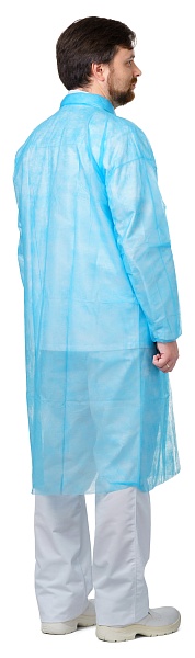 VISITOR Disposable lab coat (spunbond), Velcro closure, light blue