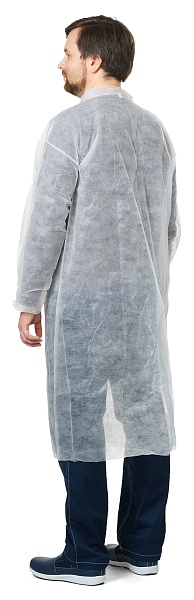 VISITOR Disposable lab coat (spunbond), Velcro closure, white