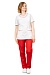 TERESA ladies medical blouse, white with red trim