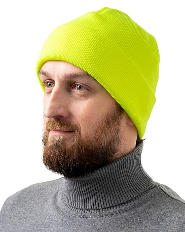 Double layer knitted hat with ThinsulateВ® lining, fluorescent lemon