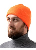 Double layer knitted hat with ThinsulateВ® lining, fluorescent orange