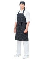 GRILL bib apron, black and white stripes