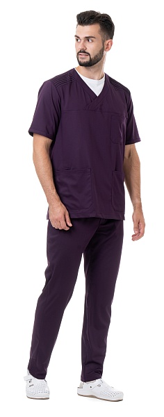 STAN men's scrub top, plum